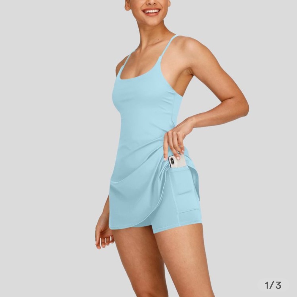 Halara Softlyzero Plush Backless Active Dress Easy Peezy Edition Baby Blue Dress
